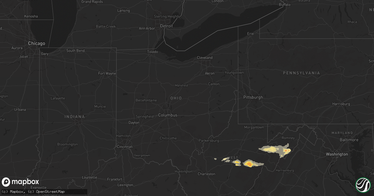Hail map in Ohio on July 10, 2015