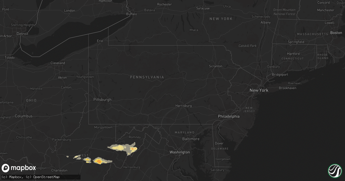 Hail map in Pennsylvania on July 10, 2015