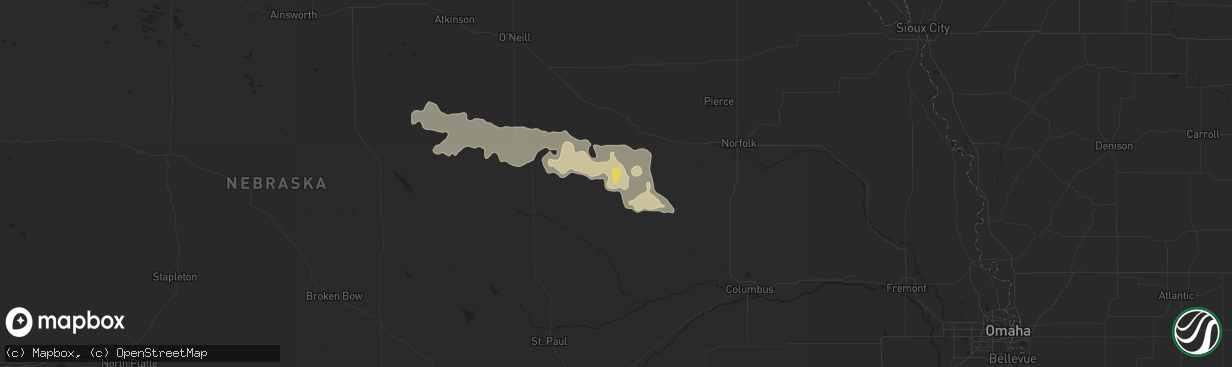 Hail map in Petersburg, NE on July 10, 2015