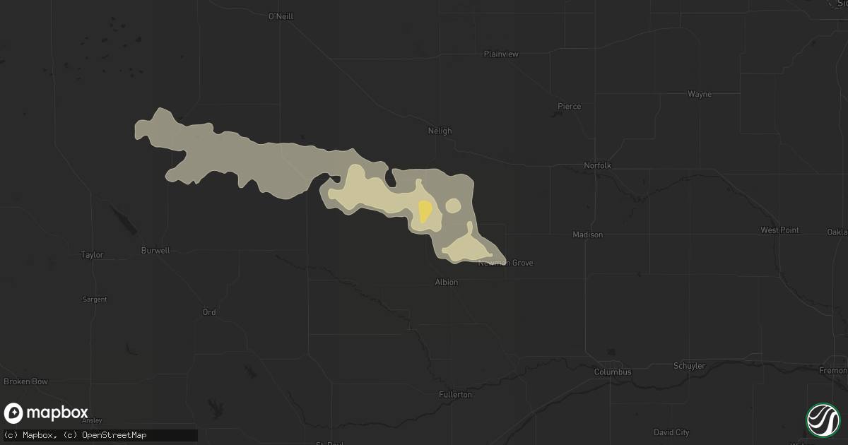 Hail map in Petersburg, NE on July 10, 2015