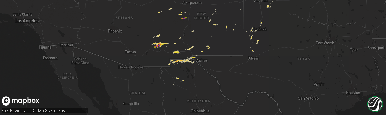 Hail map on July 10, 2015