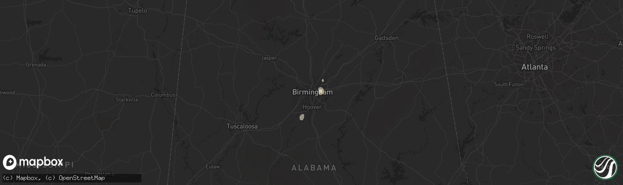 Hail map in Birmingham, AL on July 10, 2016