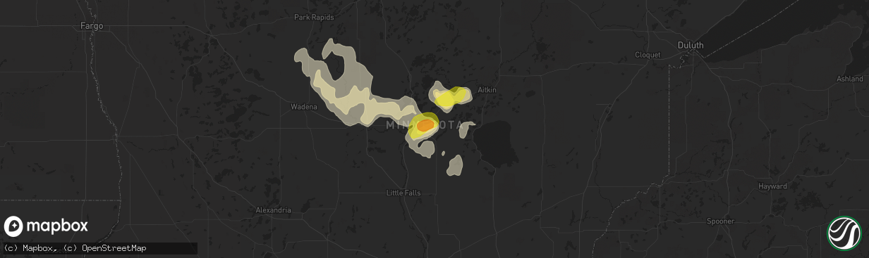 Hail map in Brainerd, MN on July 10, 2016