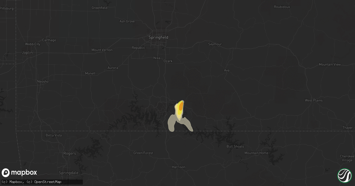 Hail map in Forsyth, MO on July 10, 2016