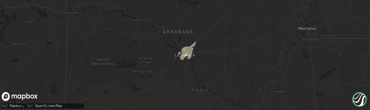 Hail map in Little Rock, AR on July 10, 2016