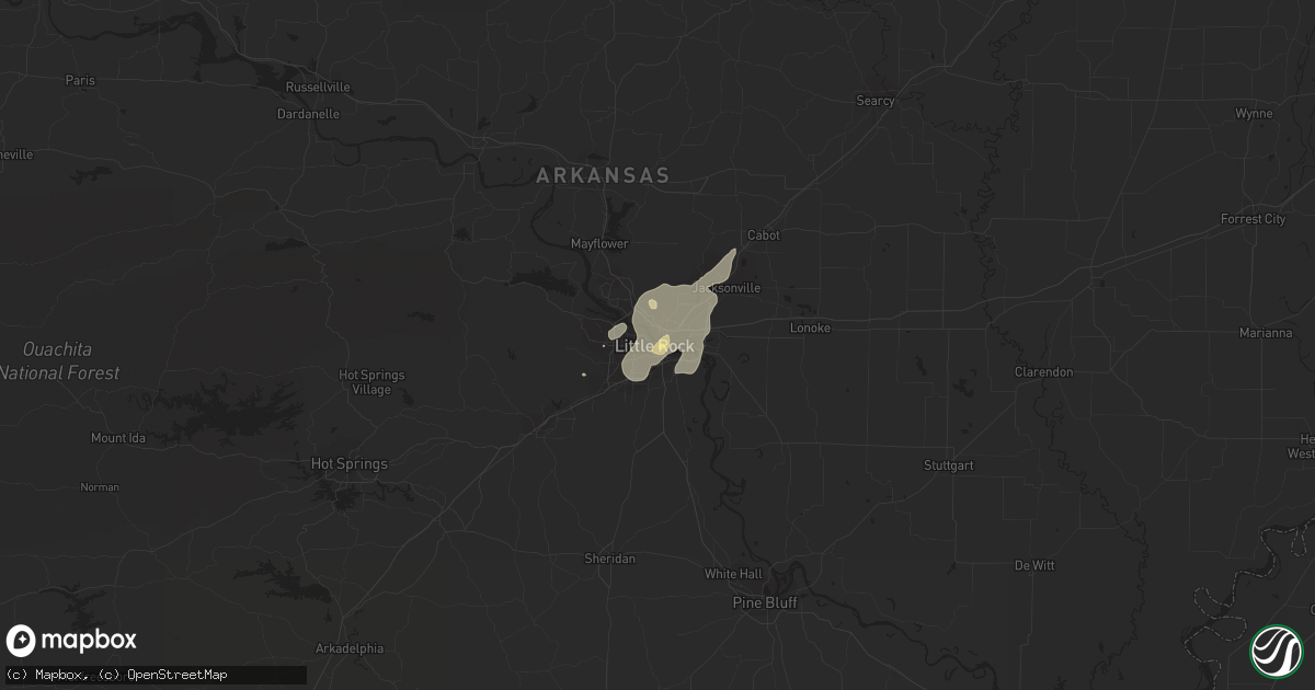 Hail map in Little Rock, AR on July 10, 2016