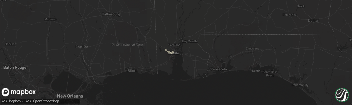 Hail map in Mobile, AL on July 10, 2016