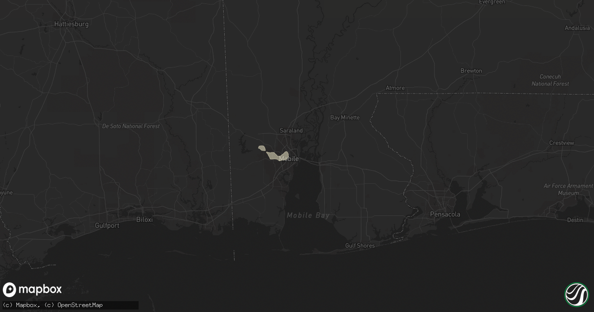 Hail map in Mobile, AL on July 10, 2016