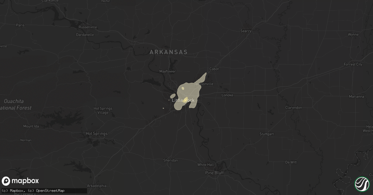 Hail map in North Little Rock, AR on July 10, 2016