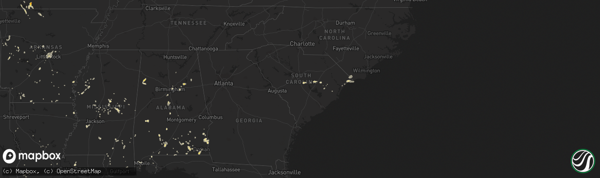 Hail map in South Carolina on July 10, 2016