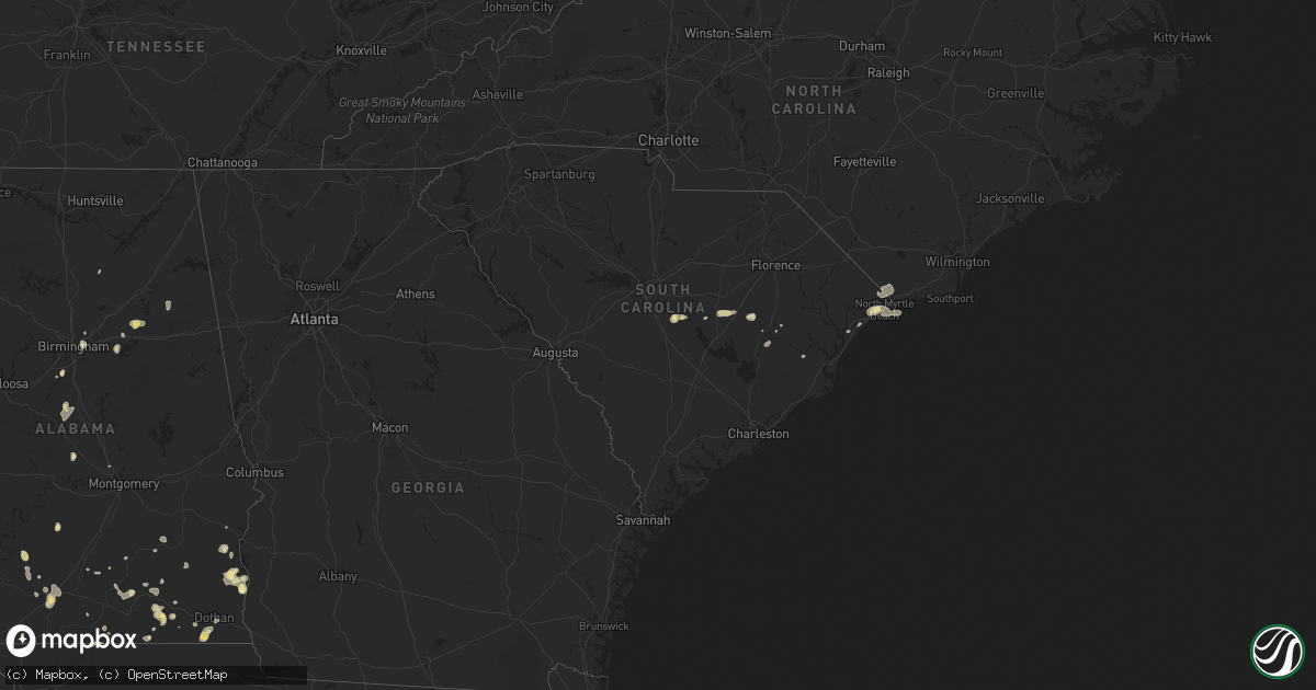Hail map in South Carolina on July 10, 2016