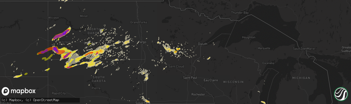 Hail map on July 10, 2016