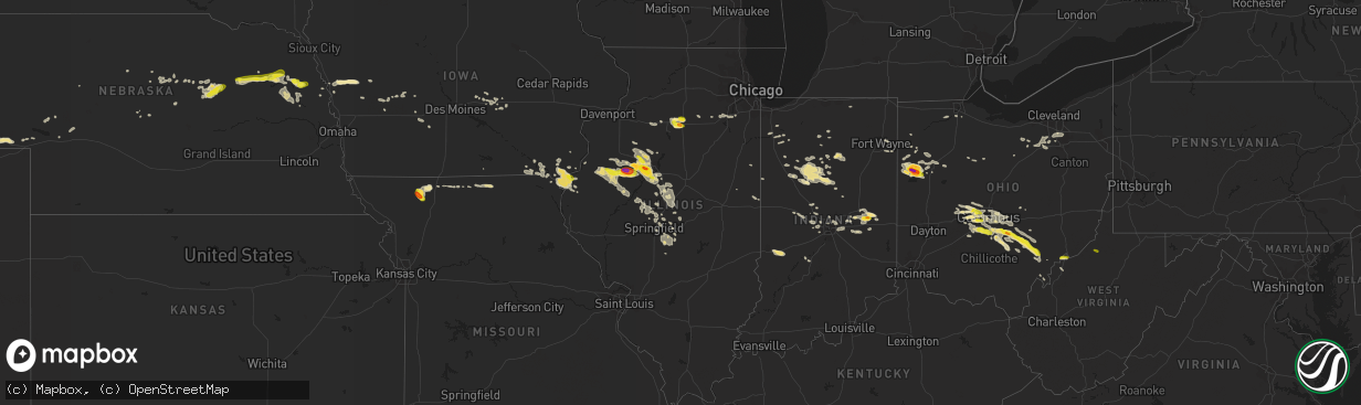 Hail map in Illinois on July 10, 2017