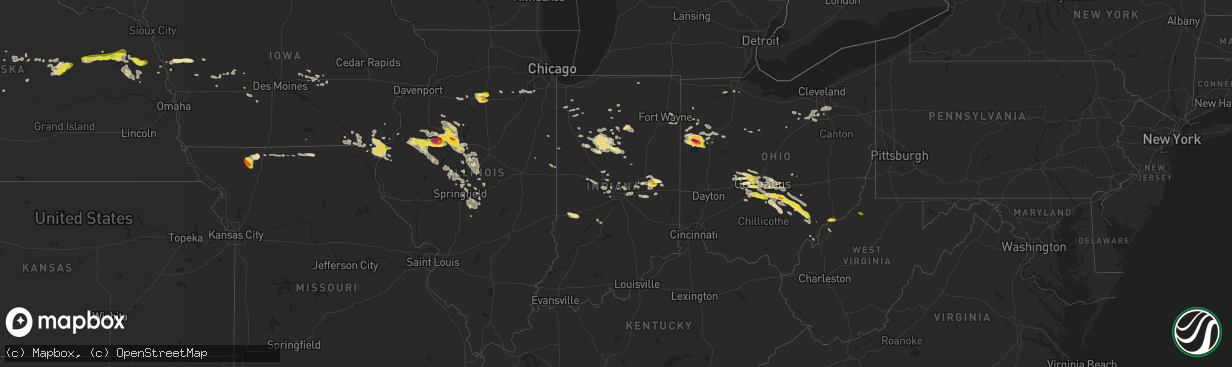 Hail map in Indiana on July 10, 2017