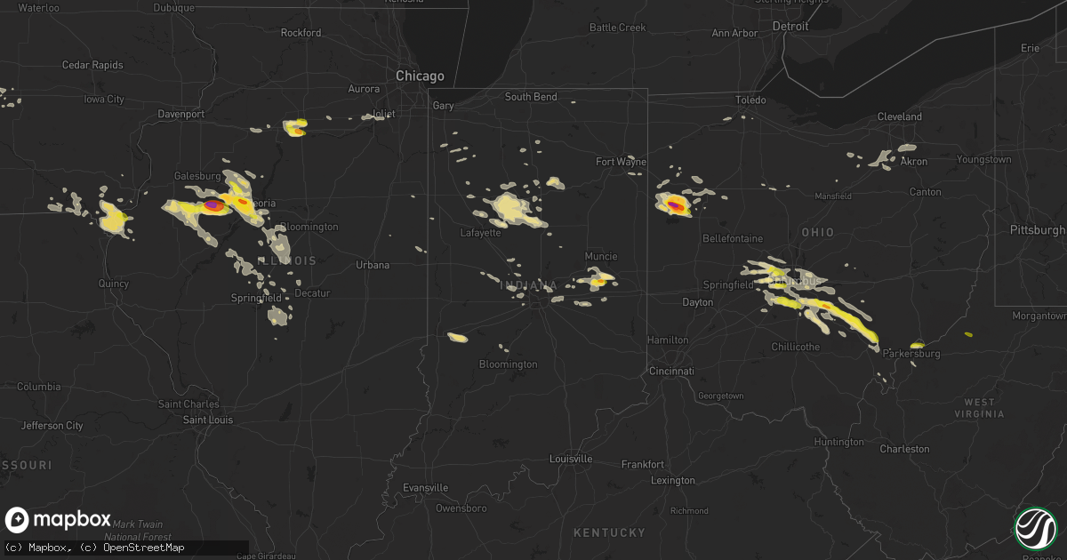 Hail map in Indiana on July 10, 2017