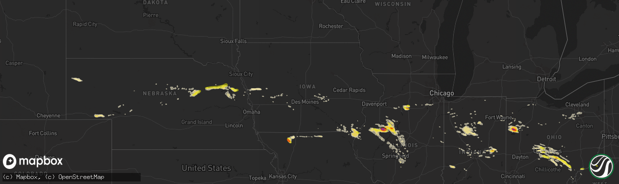 Hail map in Iowa on July 10, 2017