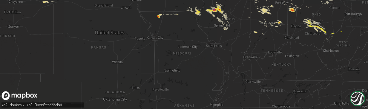 Hail map in Missouri on July 10, 2017