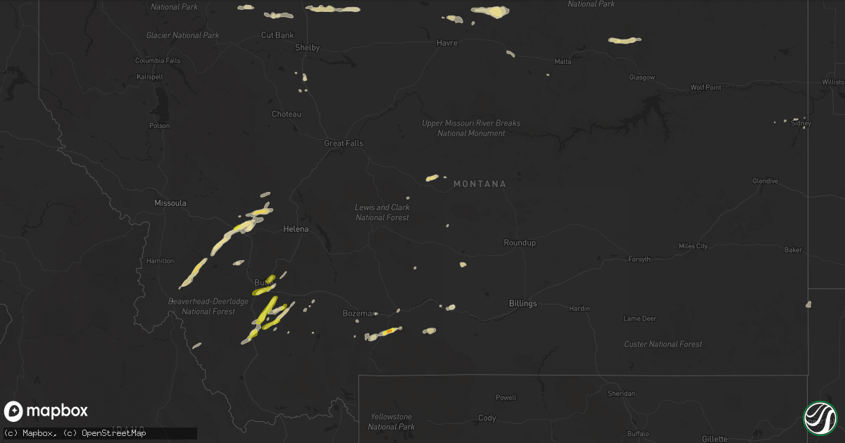 Hail map in Montana on July 10, 2017
