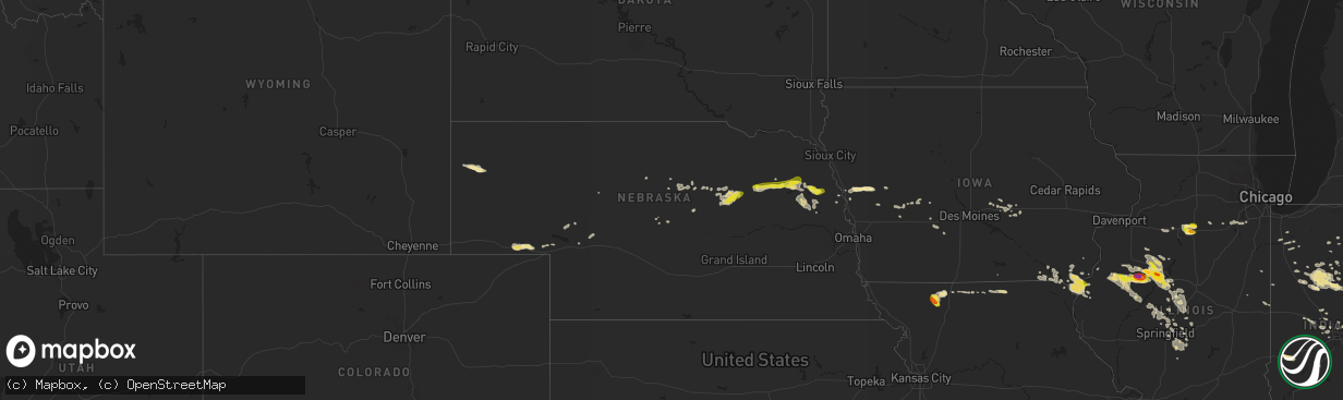 Hail map in Nebraska on July 10, 2017