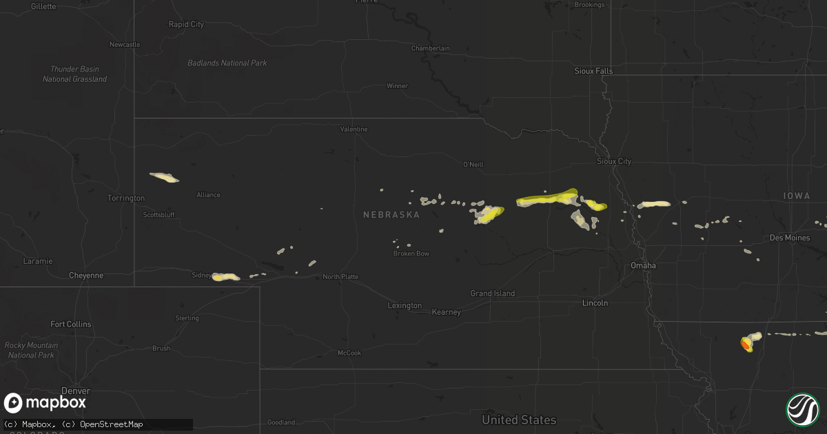 Hail map in Nebraska on July 10, 2017