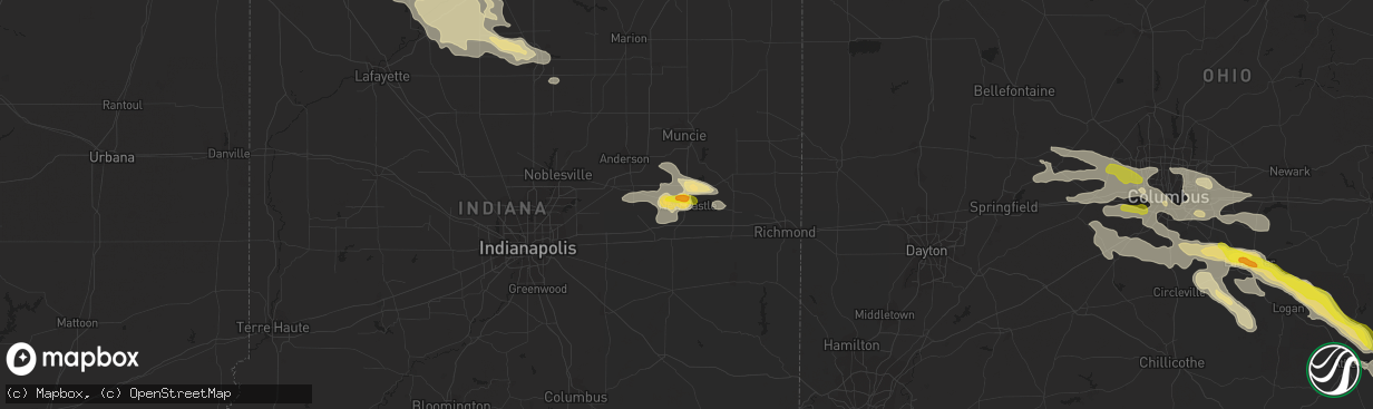 Hail map in New Castle, IN on July 10, 2017