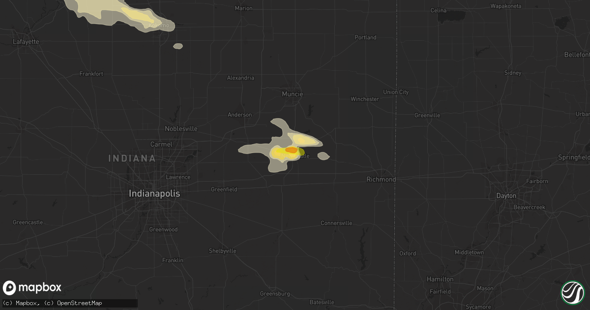 Hail map in New Castle, IN on July 10, 2017
