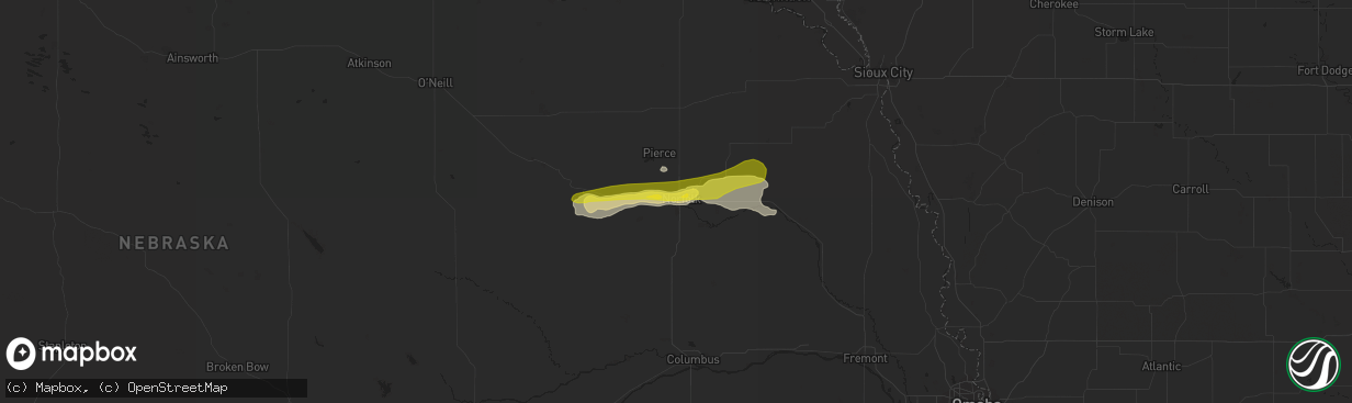 Hail map in Norfolk, NE on July 10, 2017