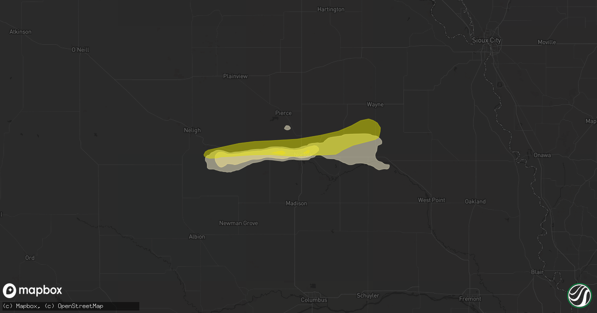 Hail map in Norfolk, NE on July 10, 2017