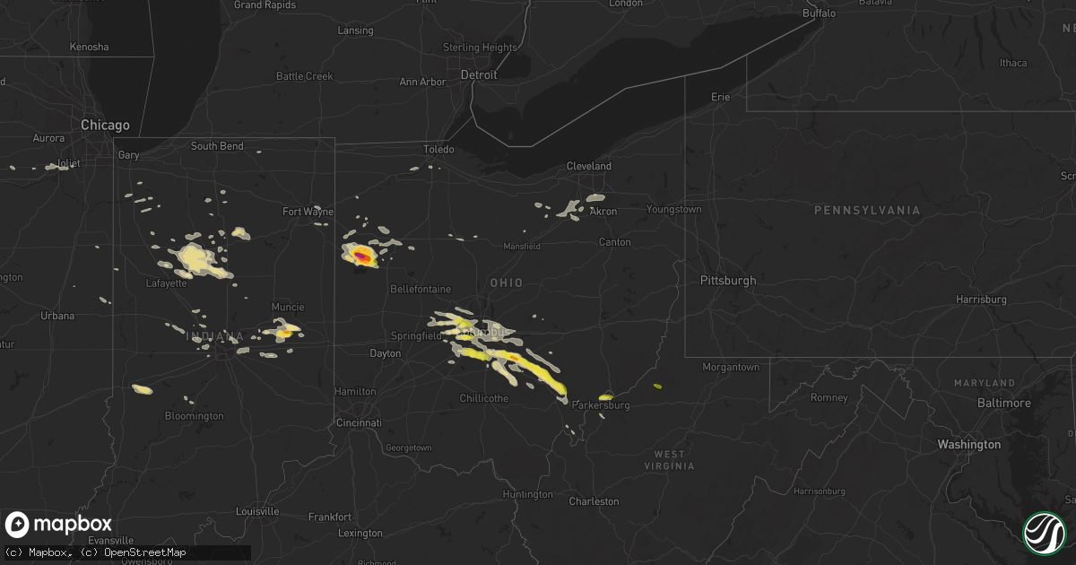 Hail map in Ohio on July 10, 2017