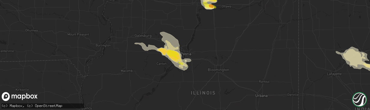 Hail map in Peoria, IL on July 10, 2017