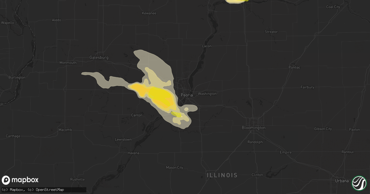 Hail map in Peoria, IL on July 10, 2017