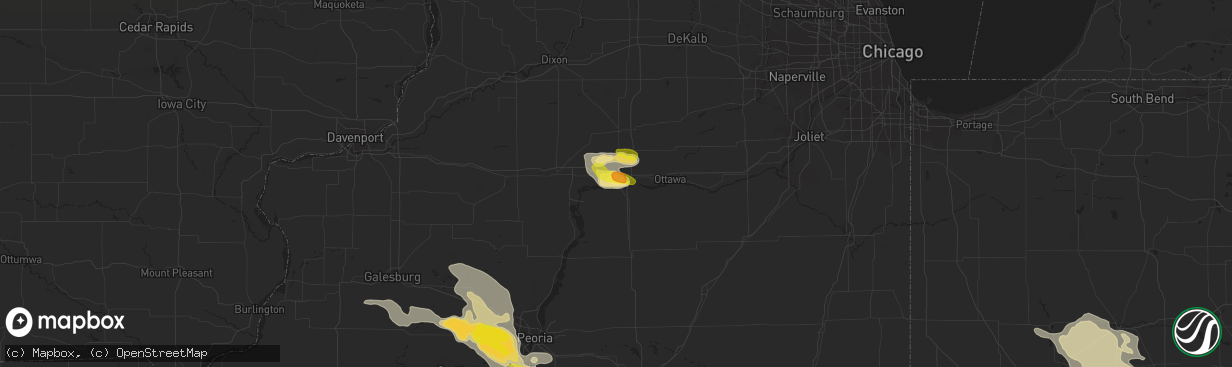 Hail map in Peru, IL on July 10, 2017