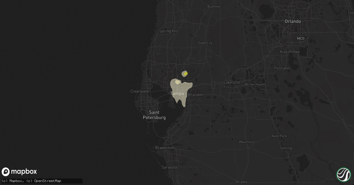Hail map in Tampa, FL on July 10, 2017