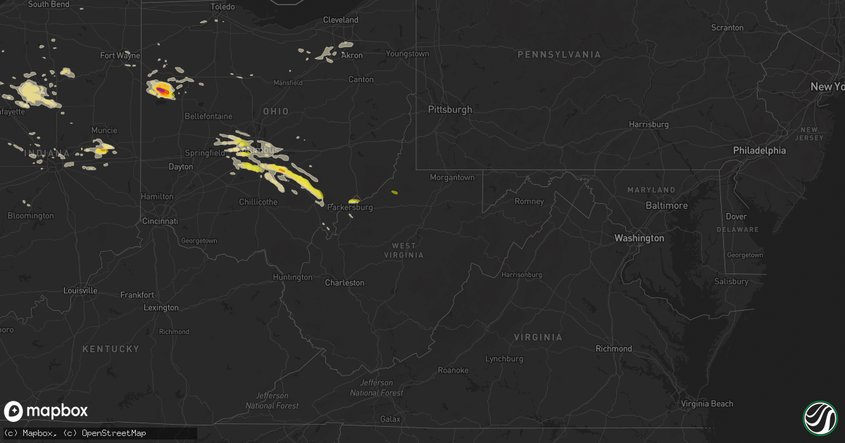 Hail map in West Virginia on July 10, 2017