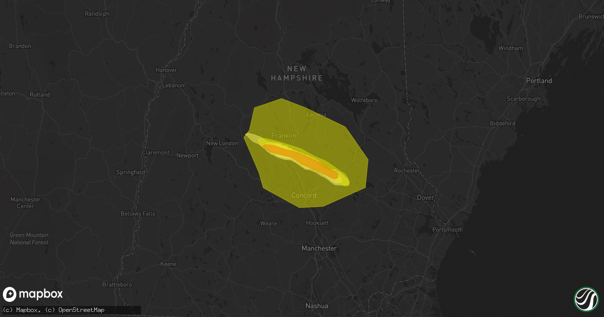 Hail map in Canterbury, NH on July 10, 2018