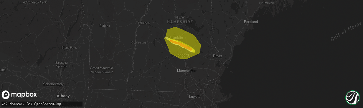 Hail map in Concord, NH on July 10, 2018