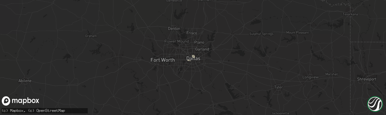 Hail map in Dallas, TX on July 10, 2018