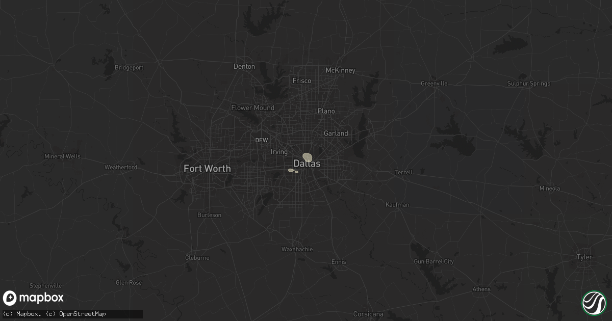Hail map in Dallas, TX on July 10, 2018
