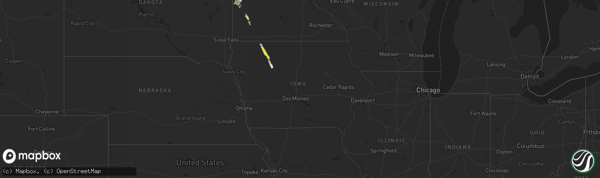 Hail map in Iowa on July 10, 2018