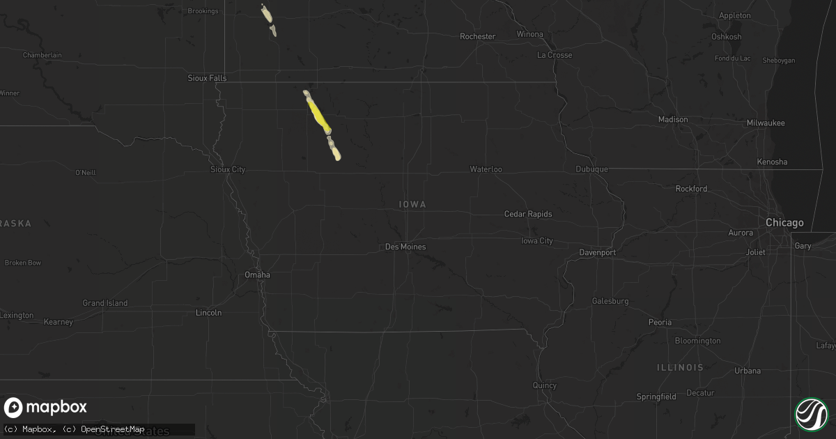 Hail map in Iowa on July 10, 2018