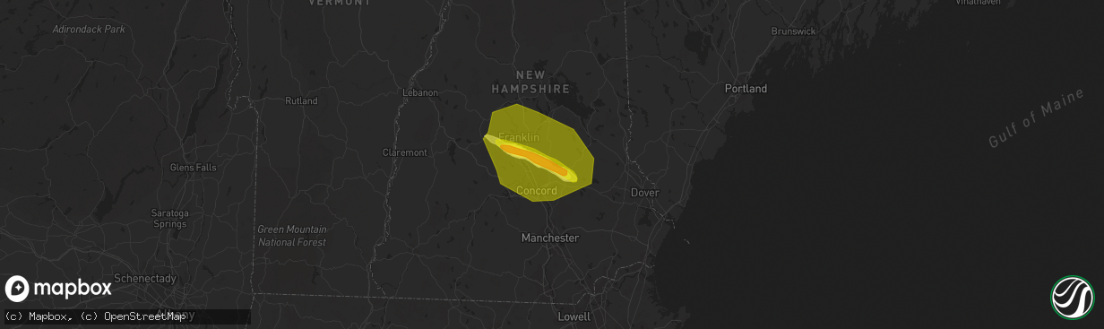 Hail map in Loudon, NH on July 10, 2018