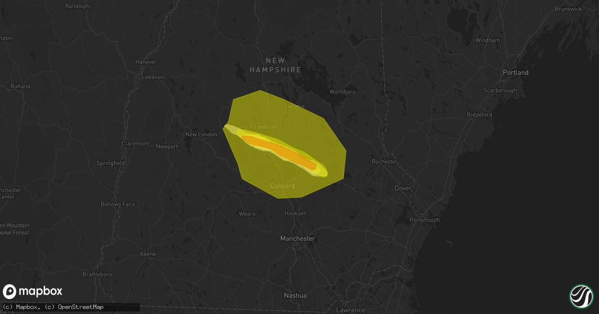 Hail map in Loudon, NH on July 10, 2018