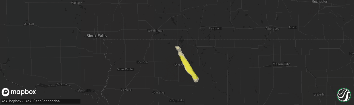 Hail map in Milford, IA on July 10, 2018