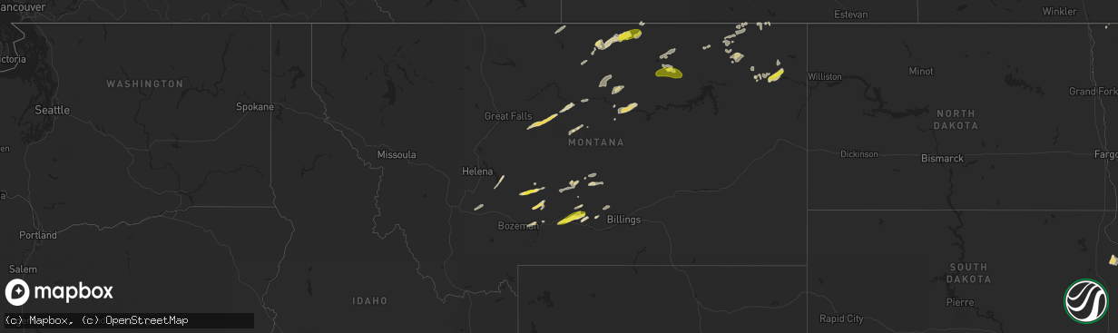 Hail map in Montana on July 10, 2018