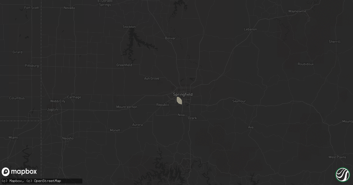 Hail map in Springfield, MO on July 10, 2018
