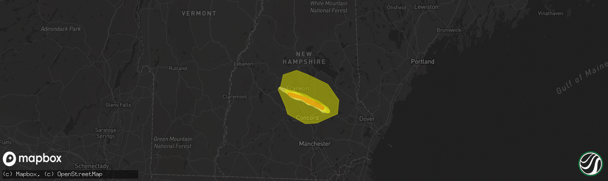 Hail map in Tilton, NH on July 10, 2018