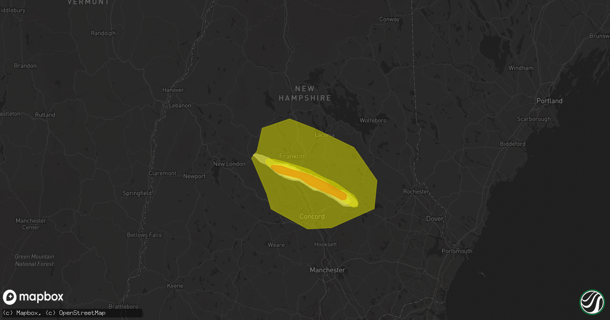 Hail map in Tilton, NH on July 10, 2018