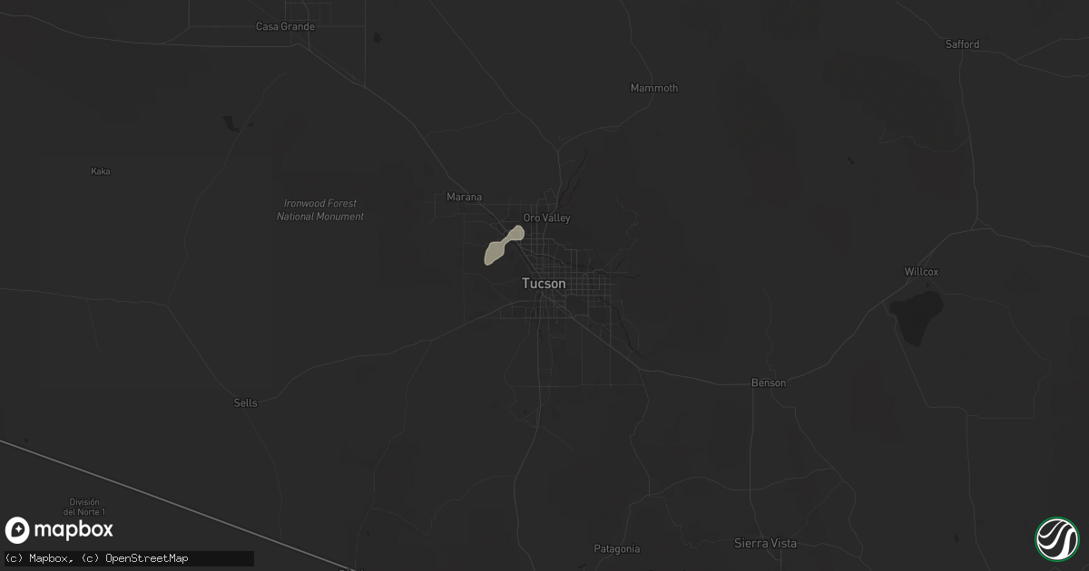 Hail map in Tucson, AZ on July 10, 2018