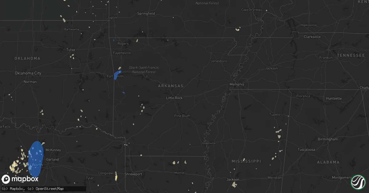 Hail map in Arkansas on July 10, 2019