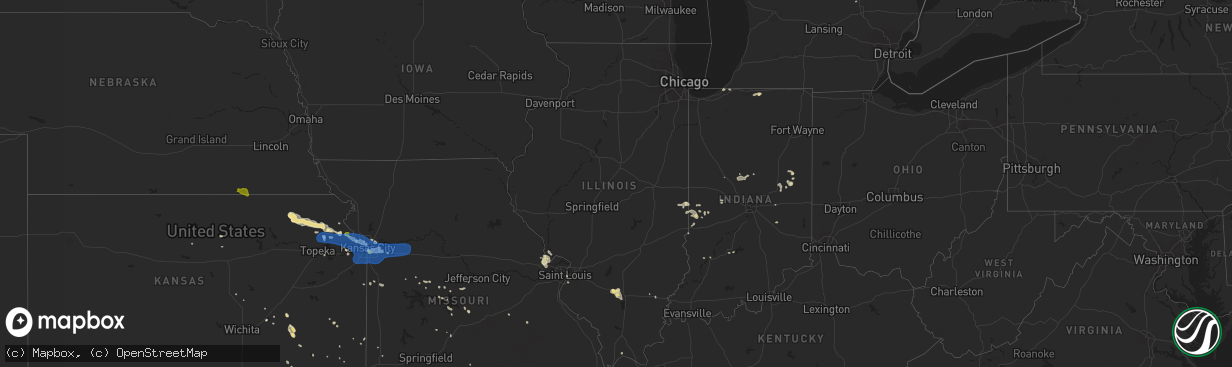 Hail map in Illinois on July 10, 2019